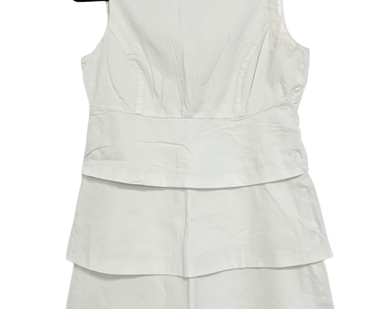 Zara Basic Layered White Sleeveless with Back Zipper Cotton Dress