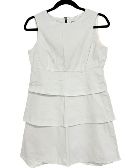 Zara Basic Layered White Sleeveless with Back Zipper Cotton Dress