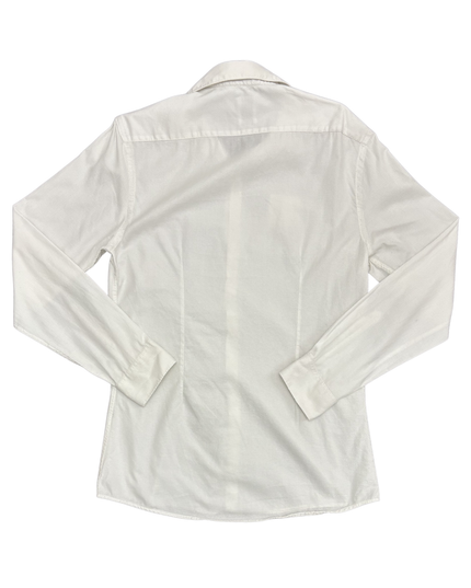 ZARA White Slim Fit Patterned Dress Shirt - XS