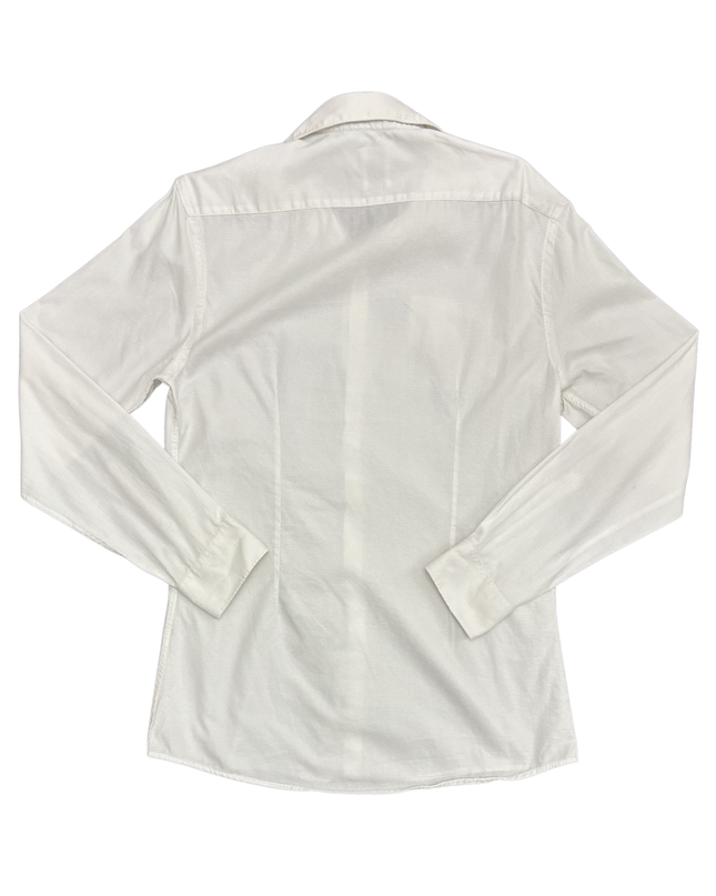 ZARA White Slim Fit Patterned Dress Shirt - XS