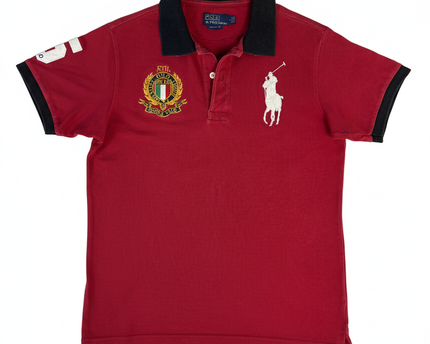 Polo Ralph Lauren Red Milan Italy Crest Big Pony Polo Shirt - S