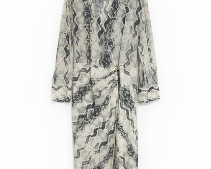 MNG Snakeskin Print Wrap Midi Dress