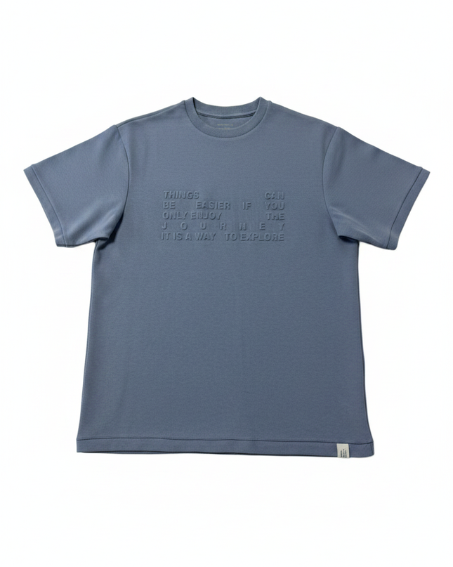 Pull & Bear Blue Relaxed Fit Embossed Graphic T-Shirt