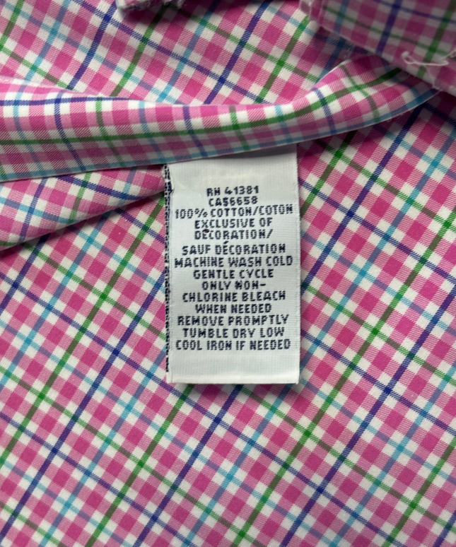 Ralph Lauren Pink Plaid Slim Fit Non-Iron Shirt