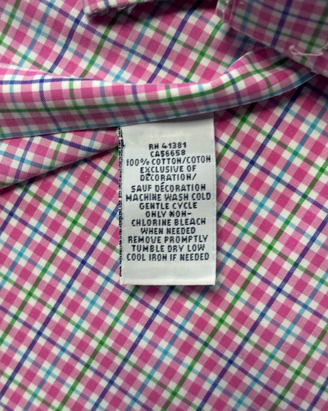 Ralph Lauren Pink Plaid Slim Fit Non-Iron Shirt