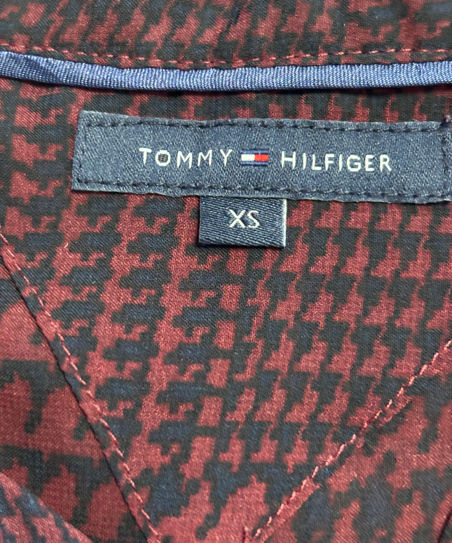 Tommy Hilfiger Maroon Patterned Long Sleeve Button-Down Shirt