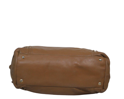Michael Kors Brown Pebble Leather Buckle Satchel