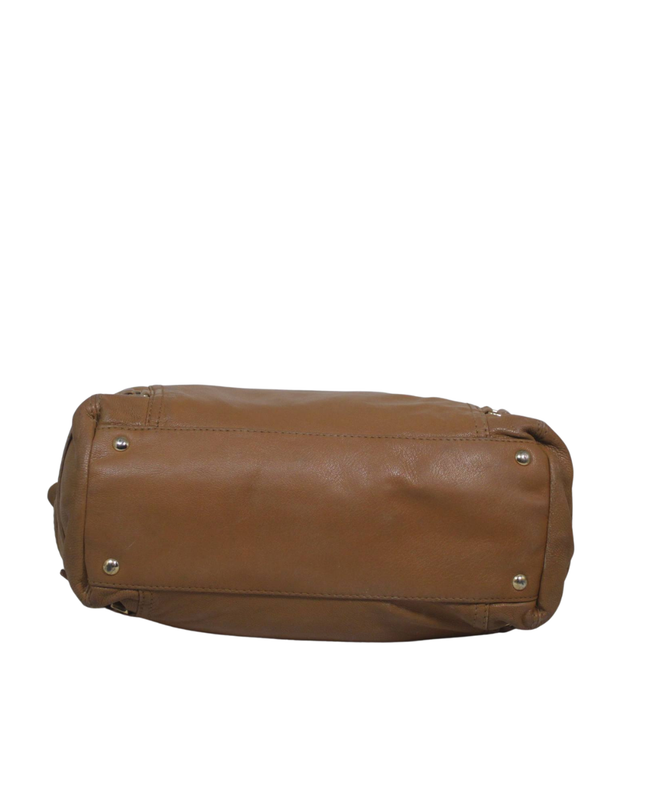 Michael Kors Brown Pebble Leather Buckle Satchel