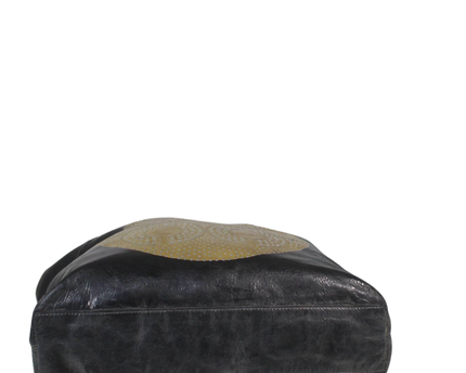 Coach Black Crinkled Patent Leather Tote Bag with Perforated Medallion