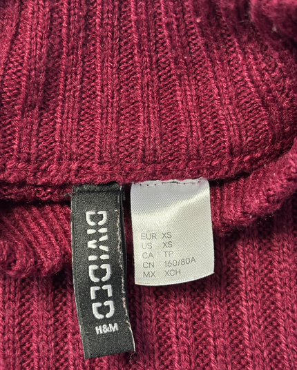 H&M Divided Maroon Mock Neck Ribbed Sweater