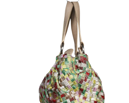 DKNY Multicolor Embroidered Woven Satchel Bag