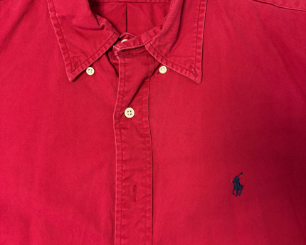 Ralph Lauren Red Long-Sleeve Cotton Button-Down Shirt