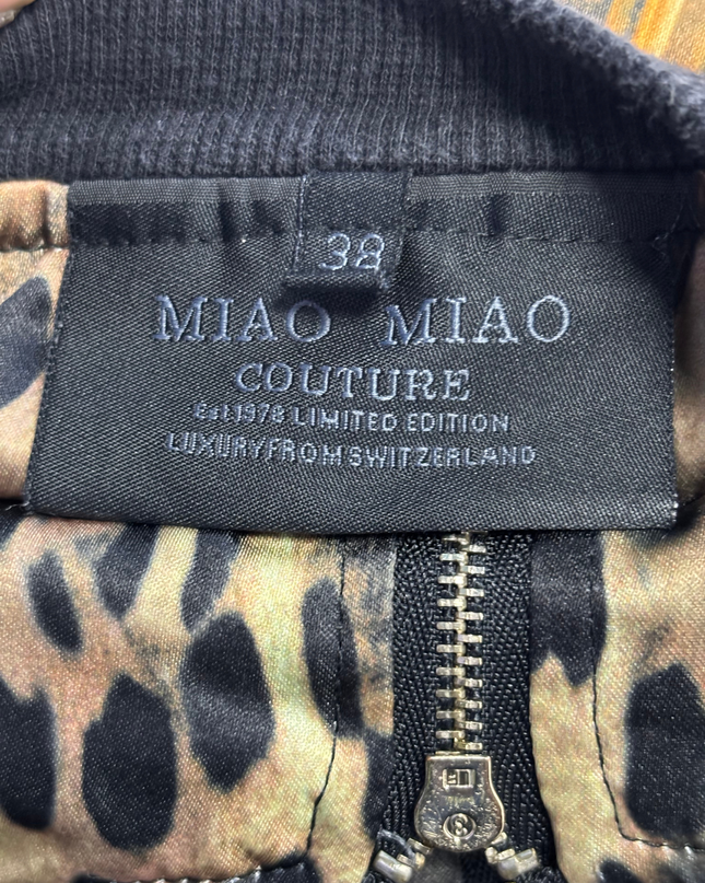 MIAO MIAO COUTURE Multicolor Leopard Print Cropped Bomber Jacket