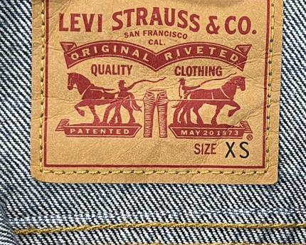 Levi's Blue Denim Trucker Jacket with Sporty Striped Ribbed Trim