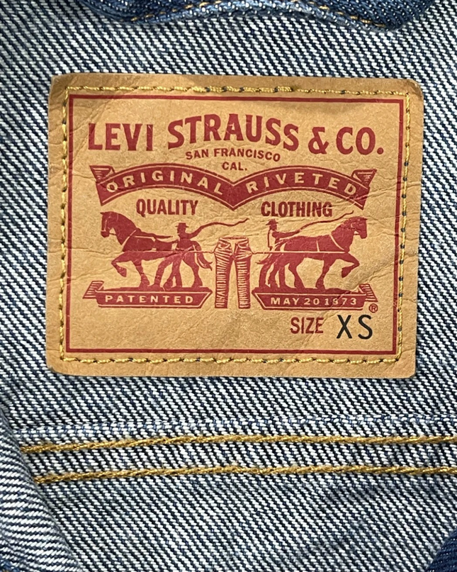 Levi's Blue Denim Trucker Jacket with Sporty Striped Ribbed Trim