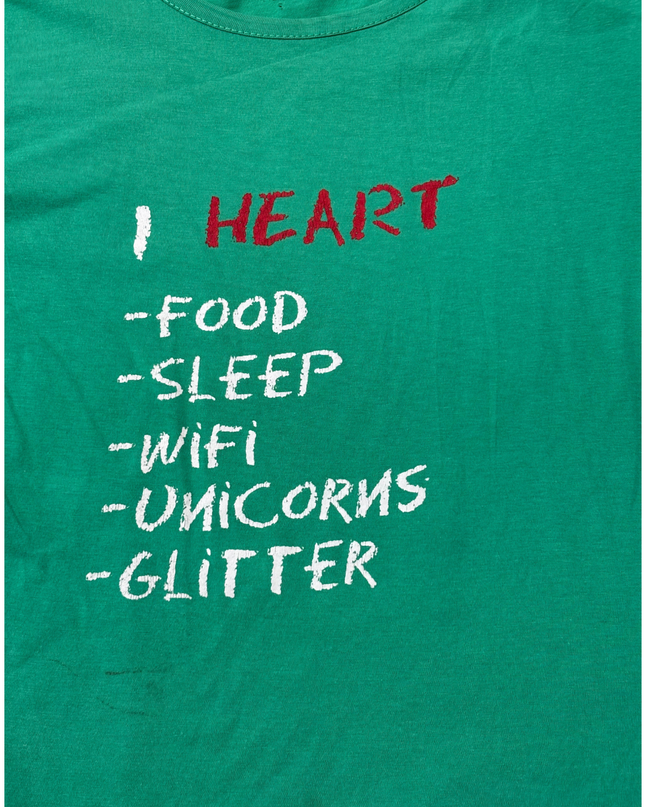 Splash Green Graphic 'I Heart' Crew Neck Tee