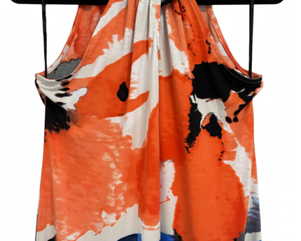 Alfani Multicolor Abstract Print Embellished Halter Neck Dress
