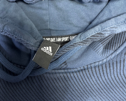 Adidas Blue Allover Logo Graphic Hoodie
