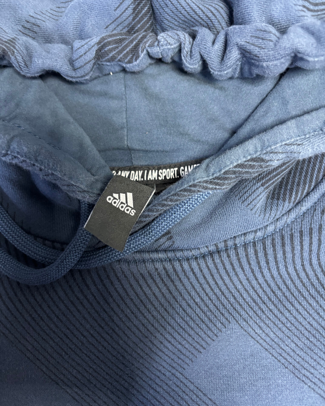 Adidas Blue Allover Logo Graphic Hoodie