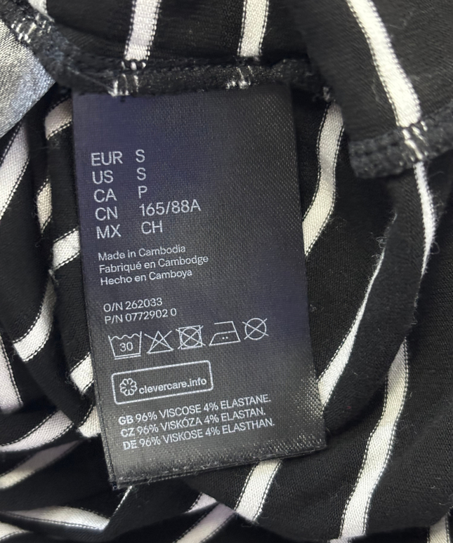 H&M Black/White Striped Turtleneck Long Sleeve Top