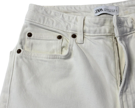 Zara White High-Rise Straight Leg Jeans