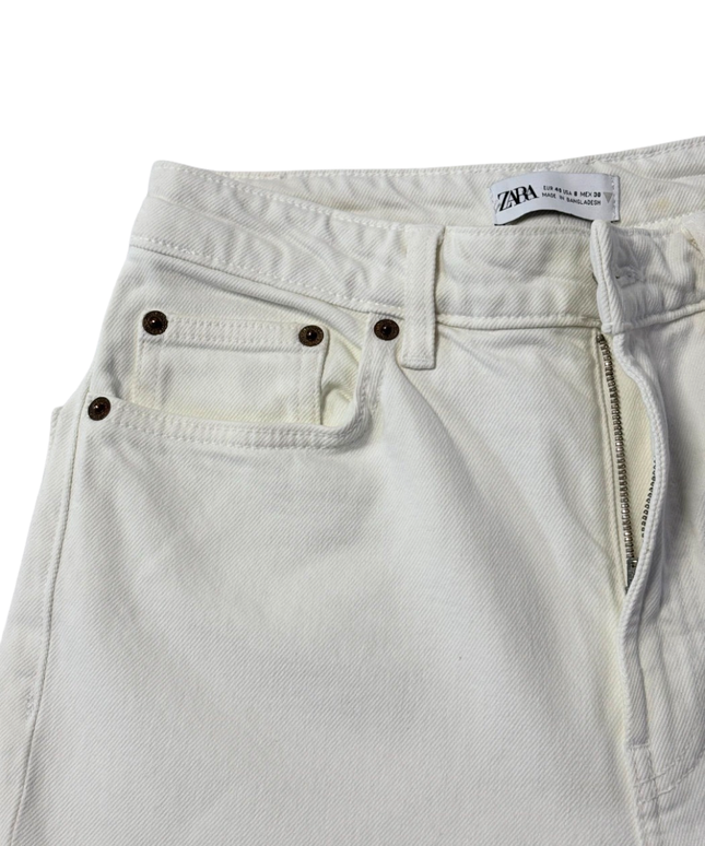 Zara White High-Rise Straight Leg Jeans