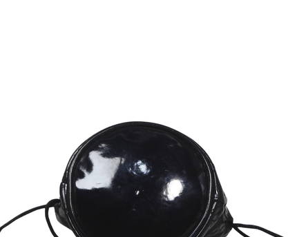 Guess Black Quilted Patent Drawstring Bucket Bag