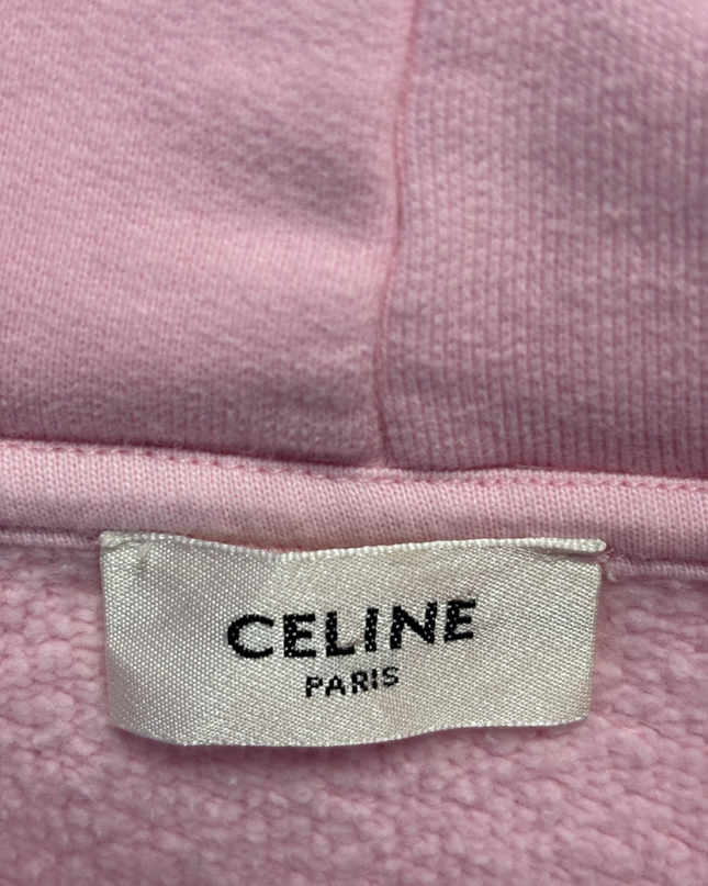 Celine Pink Multi-Color Embroidered Logo Oversized Hoodie