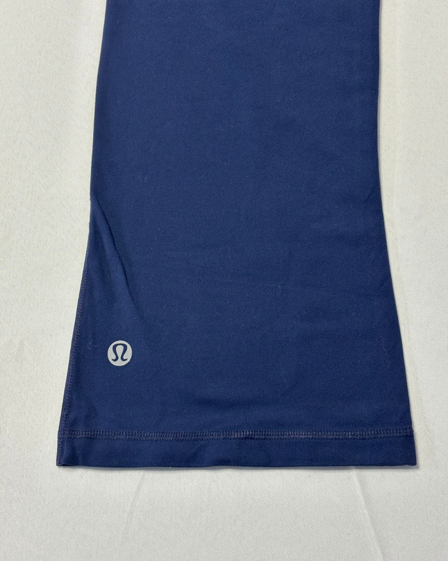 Lululemon Navy Blue Wide Leg Yoga Pants with Floral Waistband