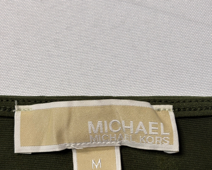 Michael Kors Green Smocked Hem Lace Shoulder Top