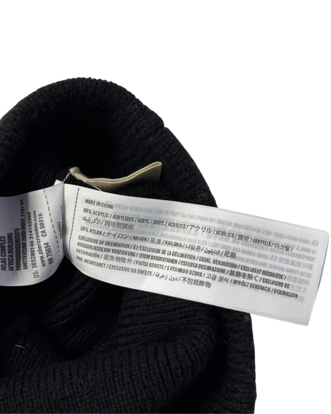Hollister Black 'TOTALLY' Graphic Knit Beanie