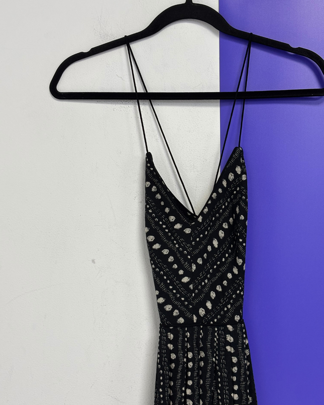 Ecote Black Patterned Halter Maxi Dress
