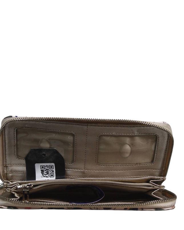 Guess White Floral Quilted Zip-Around Wallet