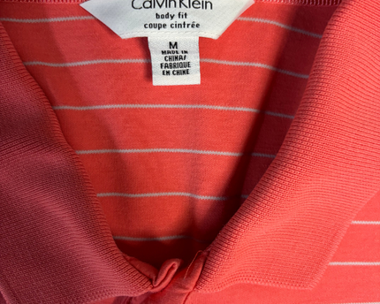 Calvin Klein Coral Striped Polo Shirt