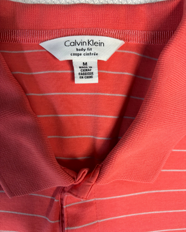 Calvin Klein Coral Striped Polo Shirt