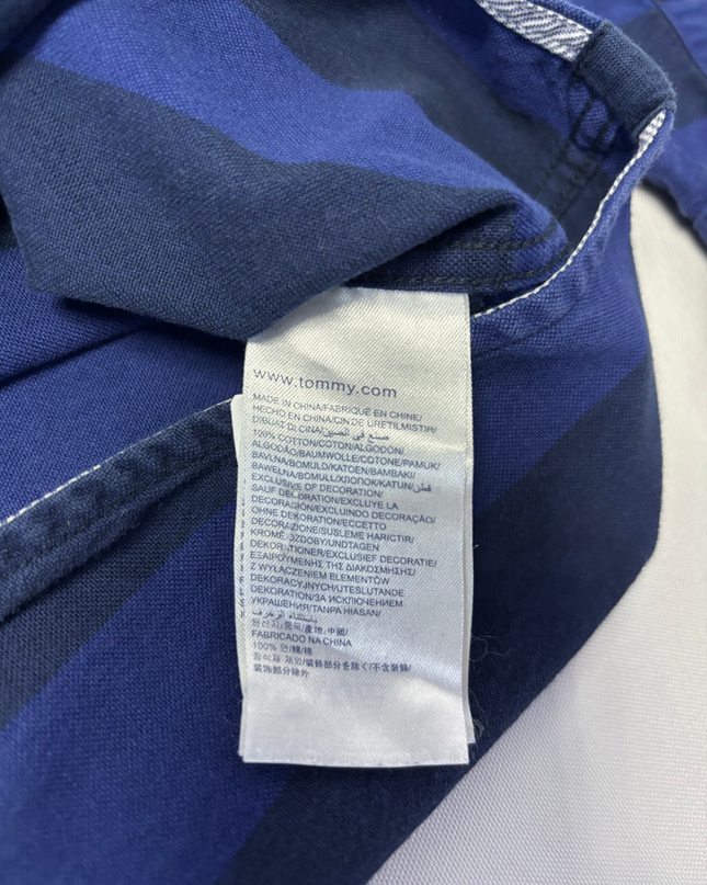 Tommy Hilfiger Blue Striped Long-Sleeve Button-Down Shirt