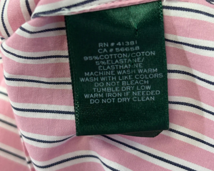 Lauren Ralph Lauren Pink Striped Long Sleeve Button Down Shirt