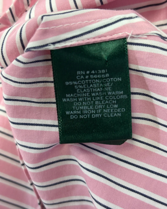 Lauren Ralph Lauren Pink Striped Long Sleeve Button Down Shirt