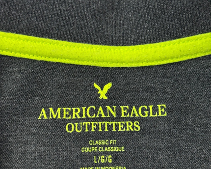 American Eagle Outfitters Dark Grey Neon Trim Polo Shirt