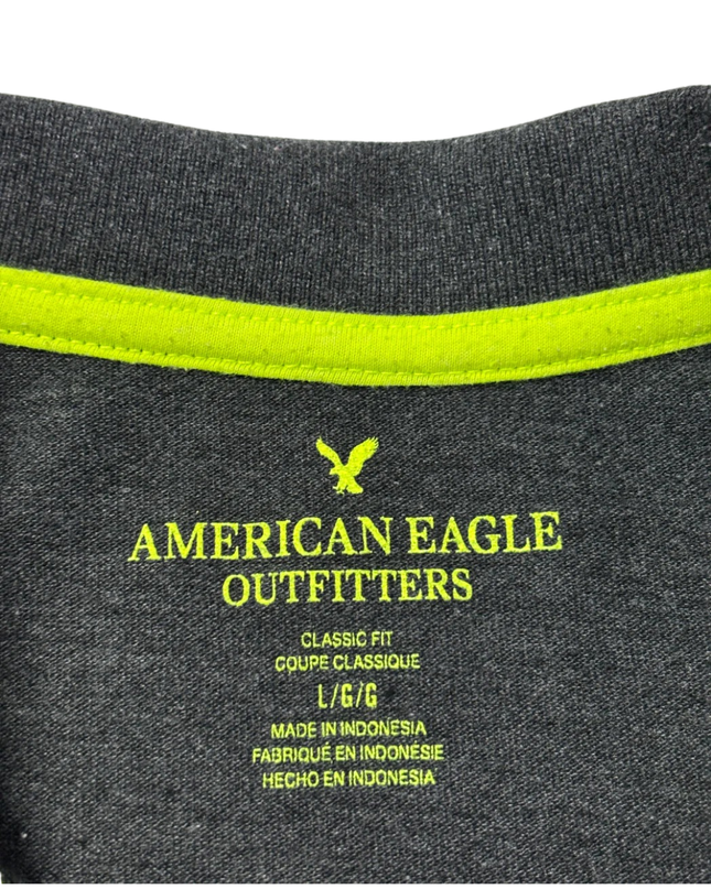American Eagle Outfitters Dark Grey Neon Trim Polo Shirt