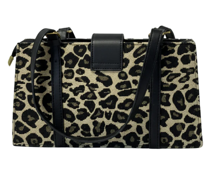 Jean Paris Leopard Print Rectangular Satchel Bag