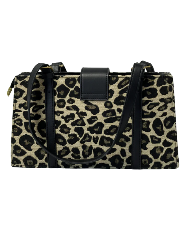 Jean Paris Leopard Print Rectangular Satchel Bag
