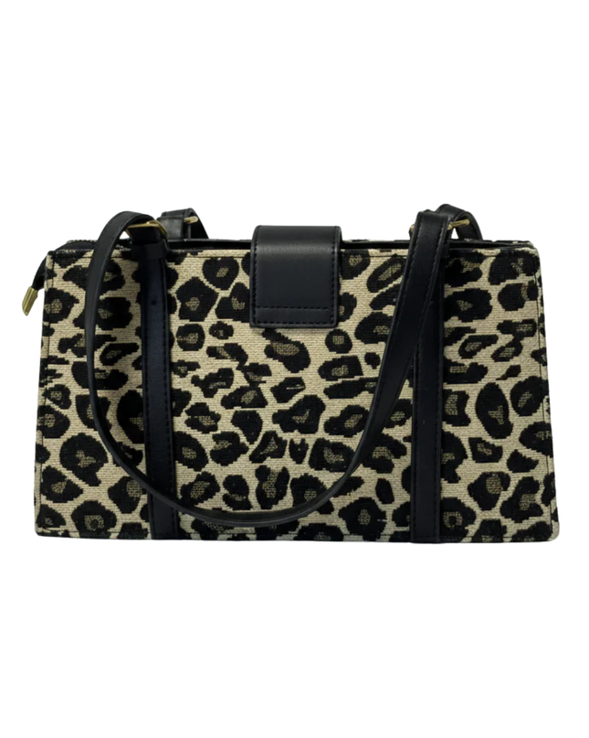 Jean Paris Leopard Print Rectangular Satchel Bag