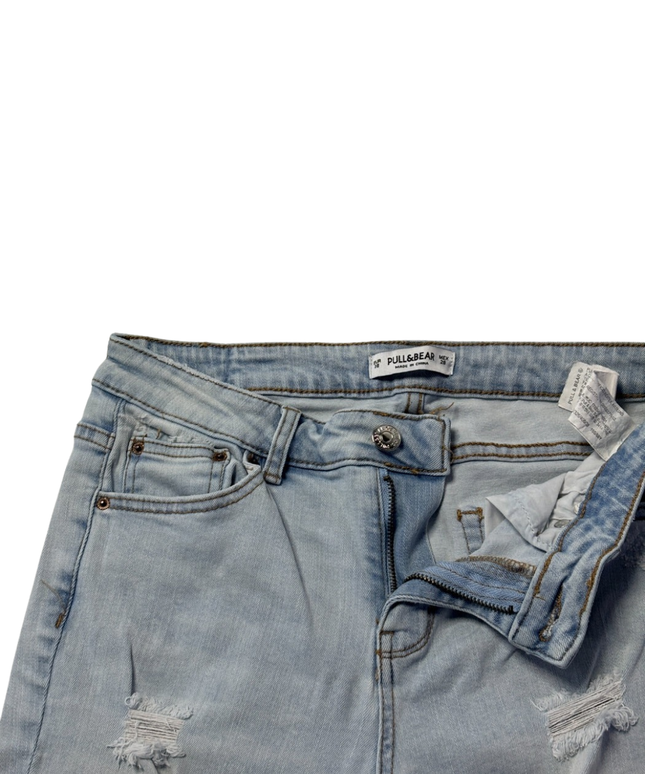 Pull&Bear Light Blue Distressed Ripped Skinny Jeans