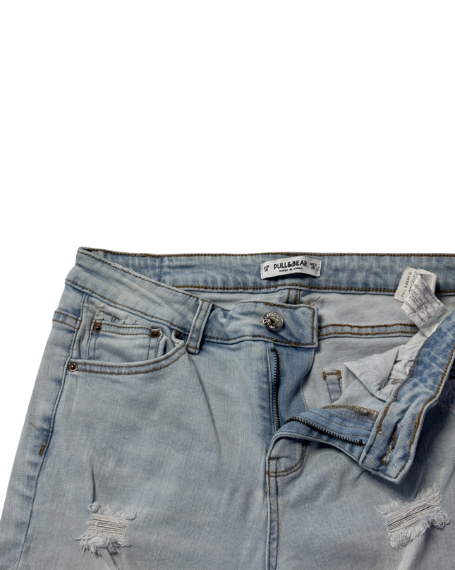 Pull&Bear Light Blue Distressed Ripped Skinny Jeans