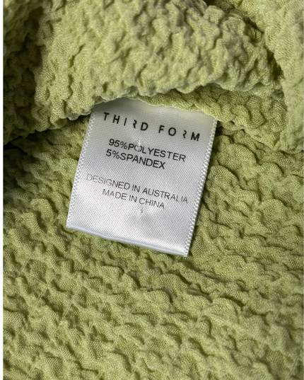 Third Form Green Textured Knot Front Top