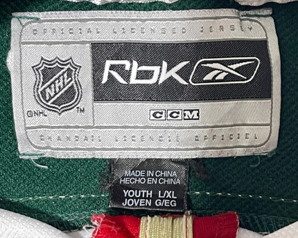 Reebok White Minnesota Wild #19 Youth Hockey Jersey