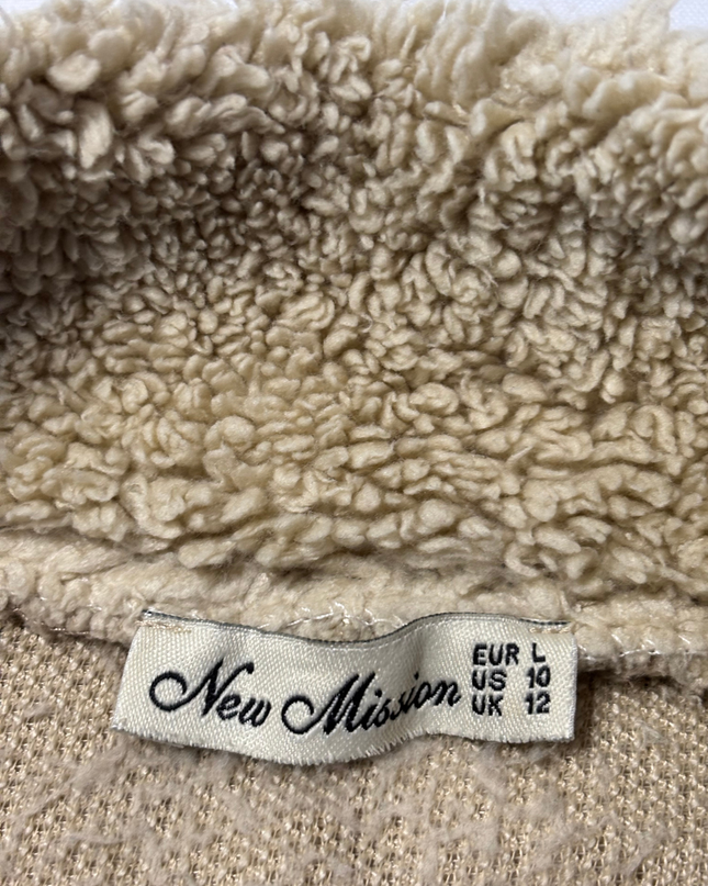 New Mission Beige Sherpa Fleece Zip-Up Jacket