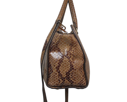 Michael Kors Brown Snakeskin Print Satchel Bag