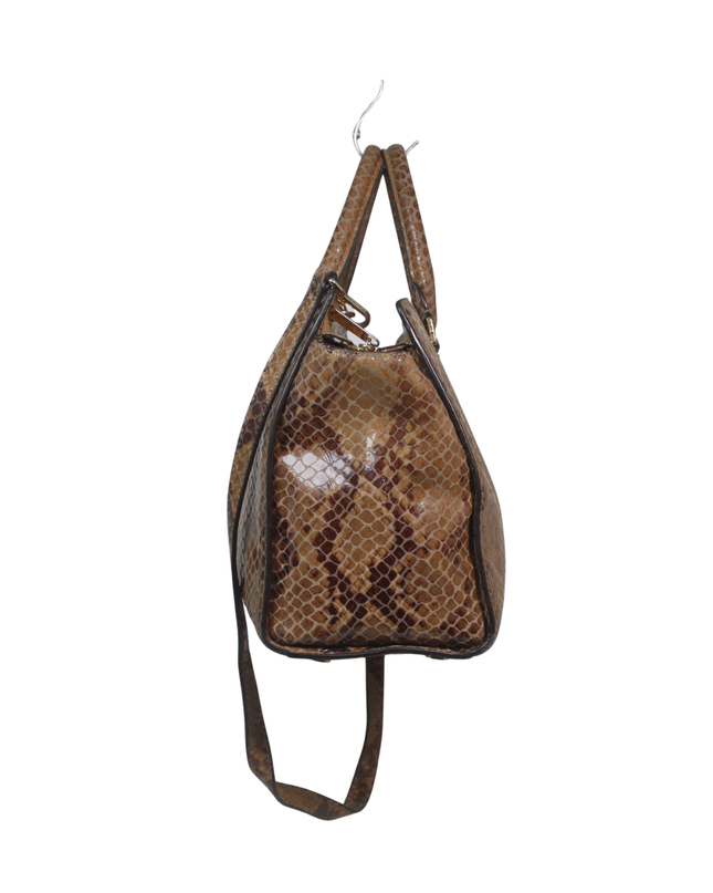 Michael Kors Brown Snakeskin Print Satchel Bag